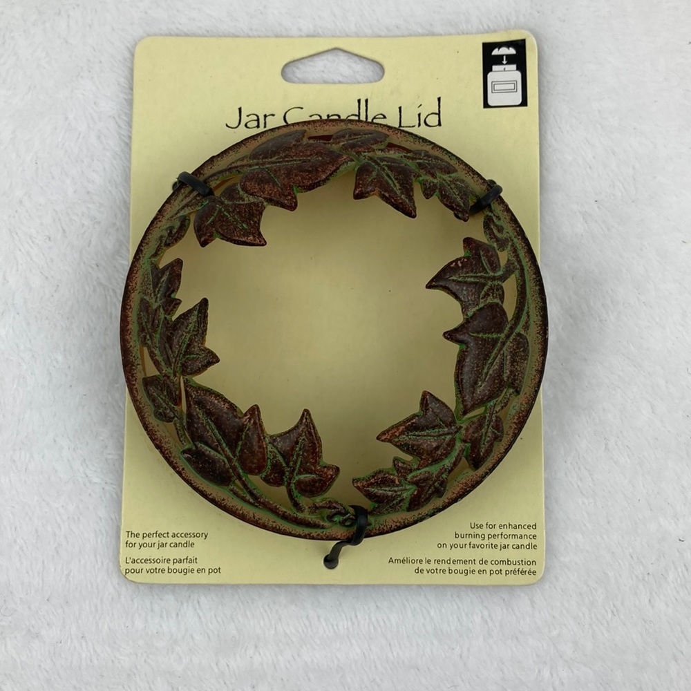 Michaels New Ivy Pattern Bronze Verdisgris Metal Candle Jar Lid
